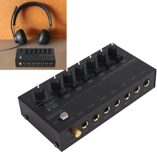 Vista 7 de Mezclador de sonido, mezclador de audio profesional, consola de tablero de sonido de bajo ruido, 6 canales, mezclador de línea estéreo para clubes