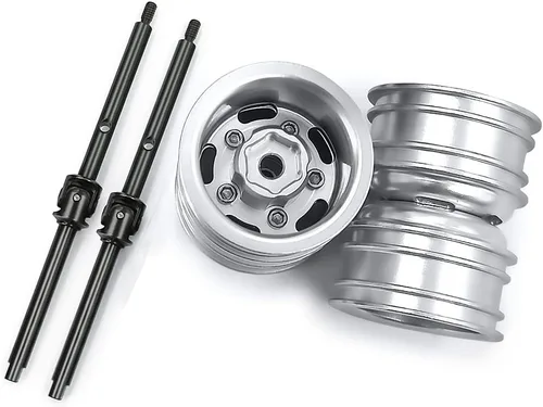 Vista 8 de RCHUBAM Llantas de rueda delantera RC con eje de transmisión CVD para 1/24 Axial SCX24 Deadbolt Bronco C10 RC Crawler Car Front Wheel Hubs Crawler