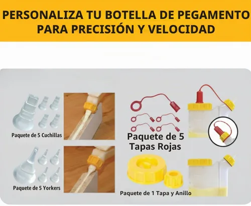 Vista 4 de Glu-Bot kit de puntas, 16 onzas Capacidad de 16 onzas, tapa de repuesto, anillo, cuchillas y puntas Yorker, tapas incluidas, 98229