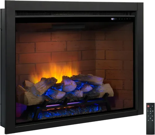 Vista 9 de Inserto de chimenea eléctrica con luz superior, opción de color de llama de 12 × 12 × 12 con sonido crepitante de fuego, 30 5/8 ″ W × 24 5/16 ″ H