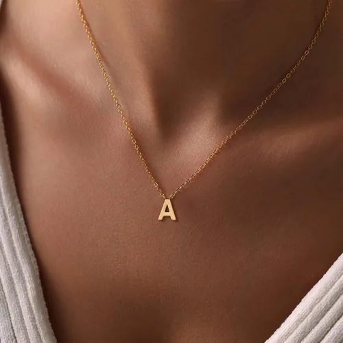 Vista 2 de Collares con Iniciales para Mujer, Collar de Letra de Oro de 14k Chapado en Oro Delicado, Collar Pequeño con Colgante de Inicial, Collar de A1