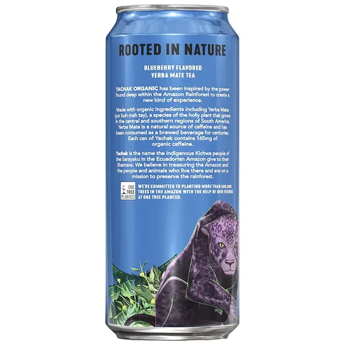 Vista 4 de Yachak Yerba Mate, azul baya, 16 onzas, paquete de 12
