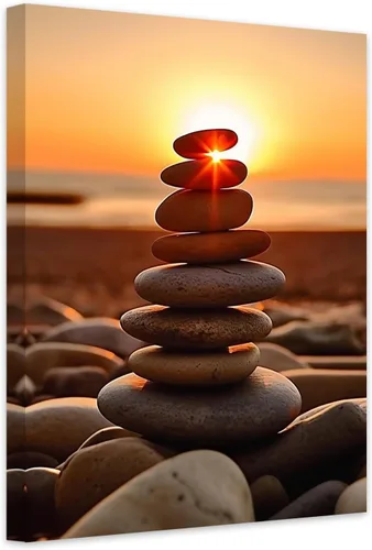 Vista 7 de CCWACPP Lienzo Zen para pared, piedra de spa y loto morado, impresiones de arte de meditación zen, yoga, sala espiritual, spa, decoración del hogar