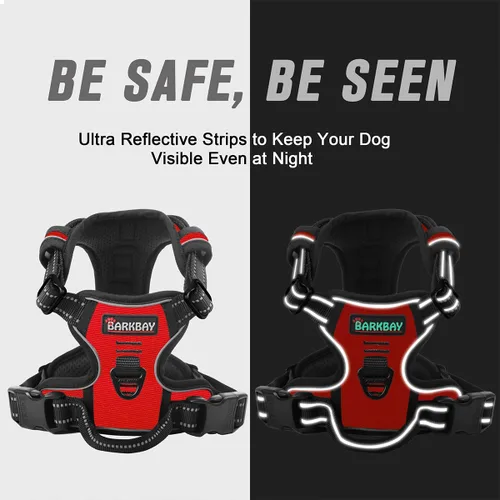 Vista 174 de BARKBAY - Arnés para perro sin tirones con clip frontal, material resistente y reflectante, asa de fácil control para pasear perros grandes