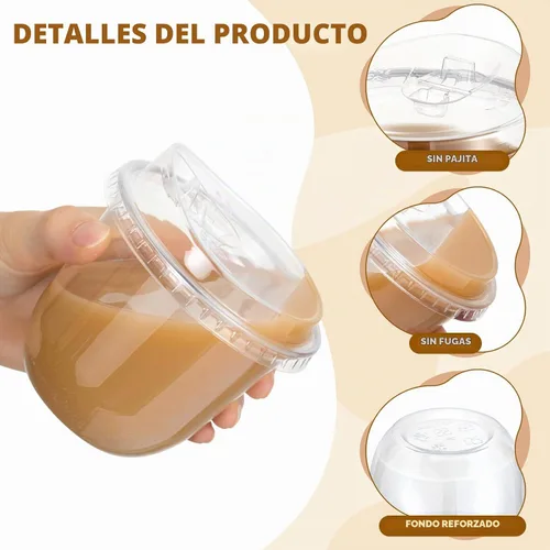 Vista 4 de 50 vasos de plástico transparente de 10 onzas con tapas