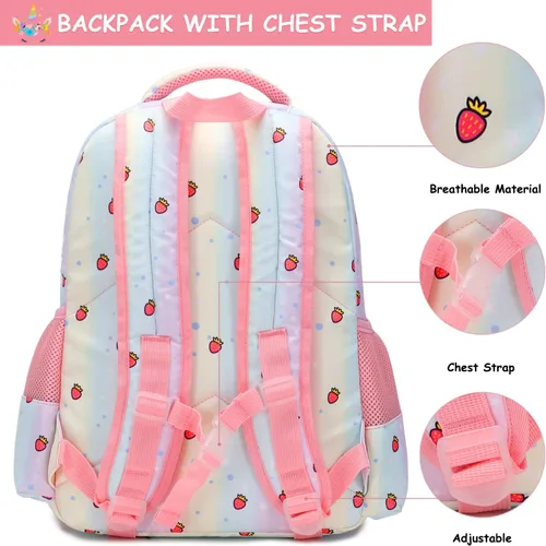 Vista 4 de Mochilas para niñas mochila de zorro mochila escolar con lonchera y estuche para lápices Multi