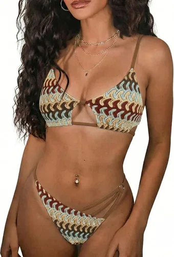 Vista 17 de ZAFUL Conjunto de bikini sexy de dos piezas para mujer 2-Multicolor