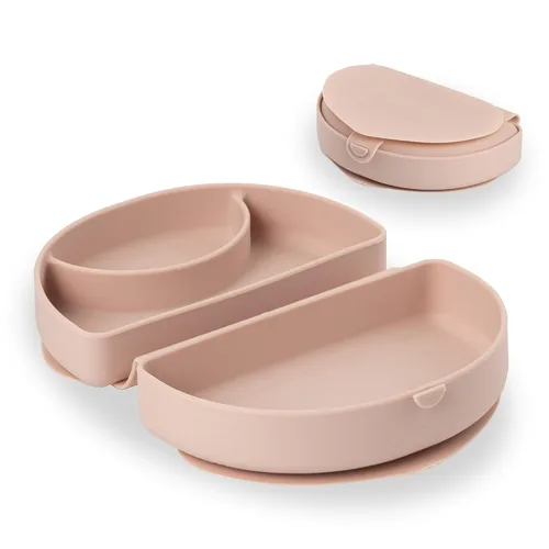 Vista 8 de Miniware Fold & Scoop - Juego de alimentación para bebés, plato de silicona para bebé con succión y cuchara para bebé, compacto, portátil, apto