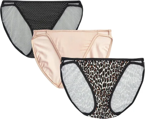 Vista 82 de Vanity Fair Bragas de bikini con tira para mujer, Illumination, con elástico sedoso y ribete de satén Paquete de 3 Negro (Midnight Black)