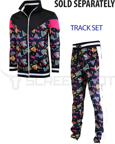 Vista 4 de SCREENSHOT Chaqueta deportiva urbana de hip hop prémium para hombre, con cinta lateral, ropa deportiva urbana y ropa de calle