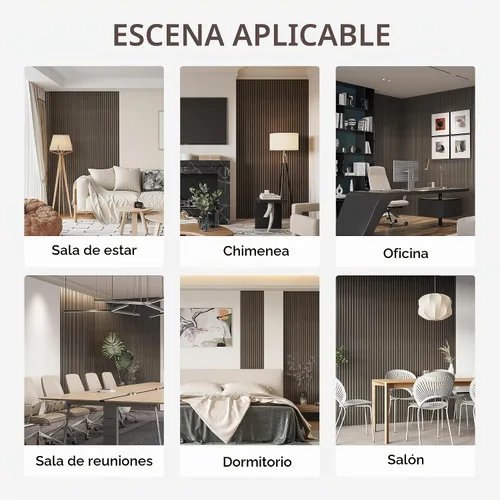 Vista 4 de Paneles de listones de pared WPC, paquete de 8, 95 x 6 pulgadas, listones de acento de madera para paredes y techos, paneles acústicos