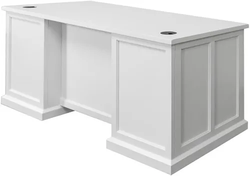 Vista 7 de Escritorio ejecutivo moderno de madera para oficina, totalmente montado, color blanco