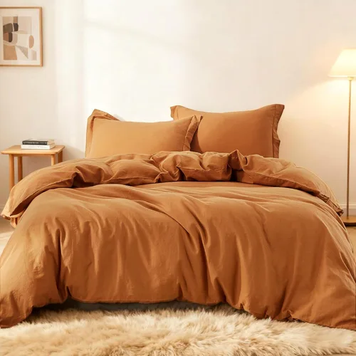 Vista 20 de Simple&Opulence - Juego de funda de edredón de lino francés 104"x 92" - 5 piezas (1 funda de edredón, 4 fundas de almohada) - Mezcla de lino natural