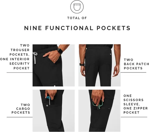 Vista 5 de FIGS Pantalones médicos cargo Cairo, ajuste clásico de pierna recta