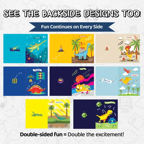 Vista 2 de 8 carpetas escolares – Lindas carpetas de bolsillo con 8 diseños únicos de dinosaurios en la parte delantera, trasera e interior – Carpetas