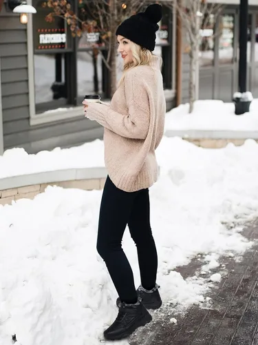 Vista 6 de SHIBEVER Botas impermeables para invierno para mujer botas de piel aislada, cálidas, informales, para clima frío, cómodas, antideslizantes
