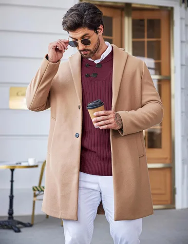 Vista 3 de COOFANDY Suéter de punto con cuello de chal para hombre, casual, ajustado, con botones
