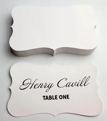 Vista 4 de PPAPPAPPIYO Ficha de índice blanco 3x5/Juego de 50 fichas en blanco 300gsm (blanco) Thick cardstock & die-cut baroque shape. Blank flash cards for