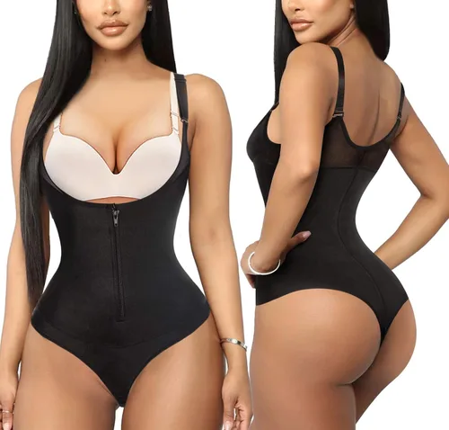Vista 2 de YERKOAD Mujeres Shapewear Body de látex cintura entrenador cuerpo completo Shaper barriga control fajas colombianas cremallera busto abierto corsé