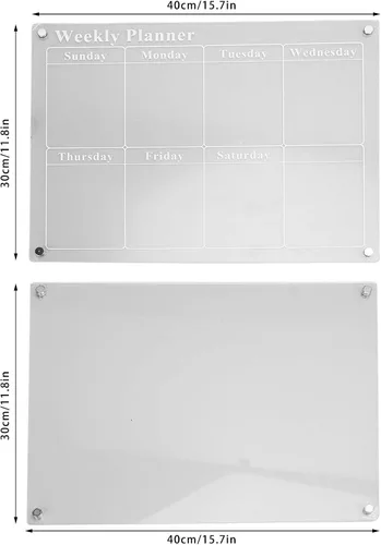 Vista 7 de Calendario semanal para refrigerador, pizarra de borrado en seco de acrílico transparente con 6 marcadores para el hogar, cocina, organización