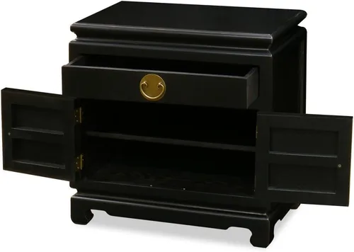 Vista 3 de Gabinete chino Ming chino de olmwood negro mate
