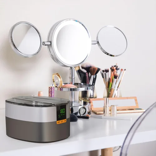 Vista 7 de KECOOLKE Máquina de limpieza ultrasónica de joyas, limpiador sónico de 25.4 fl oz con temporizador digital para anteojos, anillos, plata, solución