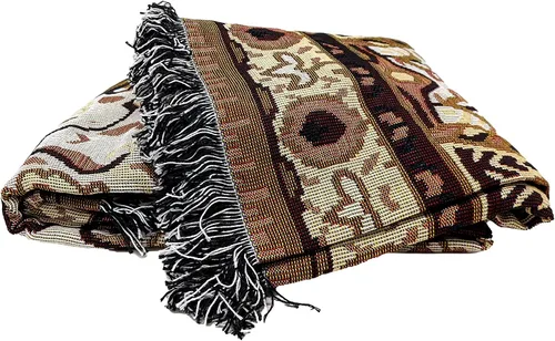 Vista 6 de DaDa Bedding Manta tejida para tapiz, flecos de damasco persa, 50 x 60