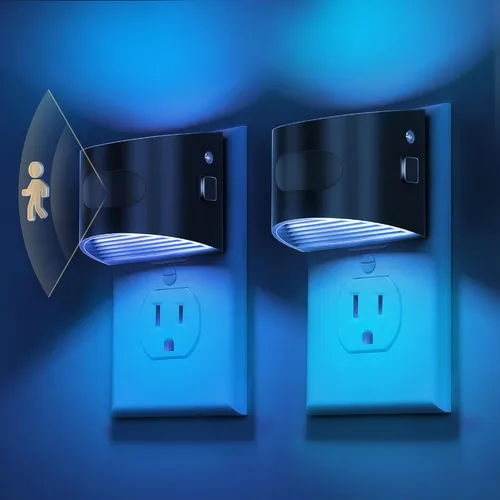 Vista 16 de L LOHAS LED Las luces nocturnas se enchufan a la pared, luz nocturna Negro dorado