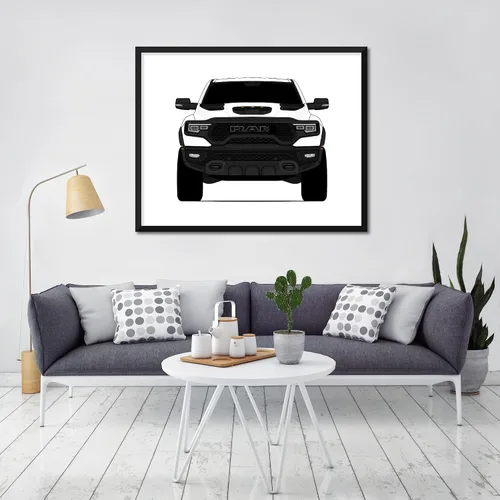 Vista 2 de Color personalizable: póster Custom Car Posters hecho a mano compatible con Ram 1500 TRX (2021-presente) 5ª generación, decoración artística