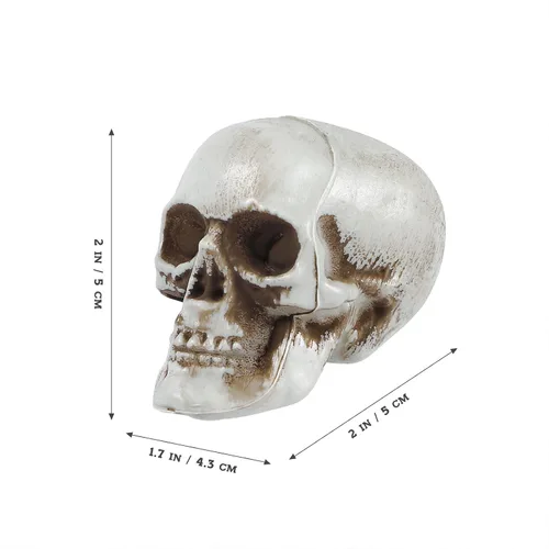Vista 2 de NUOBESTY 18 piezas de mini cráneo modelo de calavera de plástico, decoraciones de esqueleto, decoración de hueso, accesorios de broma, cabezas