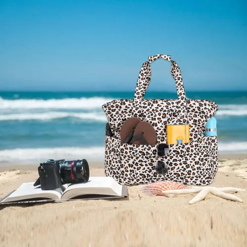 Vista 3 de Bolsa de playa y piscina para mujer, grande, bolsa de gimnasio con compartimento húmedo para viajes, impermeable