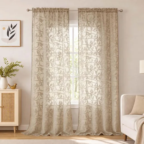 Vista 73 de OVZME Anji Clip Voile Sheer Tiers RD 2X30X36 Negro