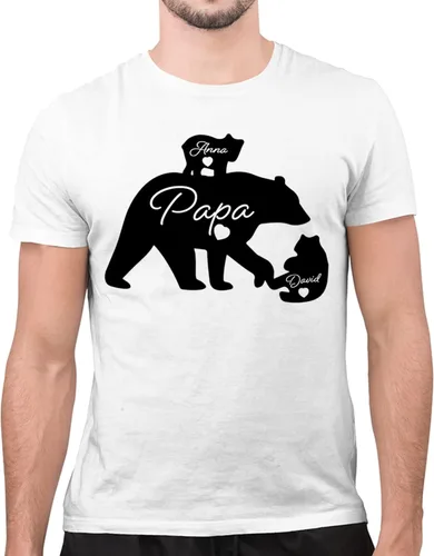 Vista 3 de Camisa de papá oso regalo para el día del padre, camisa personalizada para papá con niño, regalo de Navidad para hombre de hijo e hija