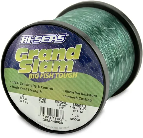 Vista 23 de Sedal de Pesca de Monofilamento HI-SEAS Grand Slam - Fuerte y Resistente a la Abrasión en Transparente, Rosa, Verde, Azul Ahumado, Amarillo Amarillo