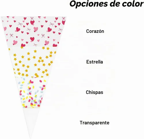 Vista 6 de EKAPACKAGING 100 bolsas de celofán transparentes en forma de cono de 6 x 10 pulgadas con cierre de torsión, bolsas triangulares para dulces