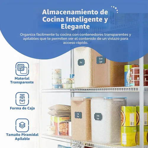 Vista 5 de Chef's Path Recipientes herméticos extra grandes de almacenamiento de harina y azúcar con tapas, juego de 2, recipientes de despensa de 6.5L