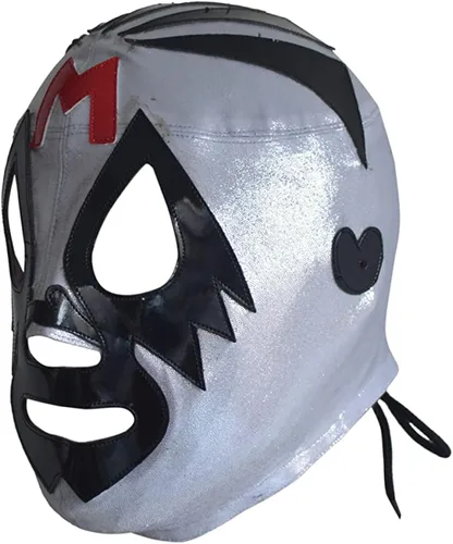 Vista 3 de Mil Mascaras Semi-Profesional Lucha Libre Máscara Adulto Tamaño Luchador Luchador Máscara de Lucha Plata Premium Calidad Máscara de Luchador