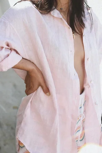 Vista 2 de Gertisan Camisa de playa con botones para mujer, de manga larga, para cubrir el traje de baño