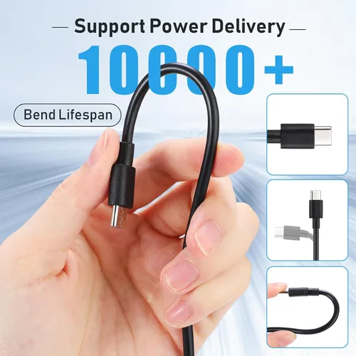 Vista 2 de Kanayu Paquete de 50 cables USB tipo C a granel, cable de carga rápida negro de 3.3 pies, cable de carga 3A compatible con teléfonos y tabletas