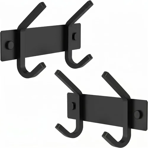 Vista 29 de Perchero de Abrigos Pequeño Negro Mate para Pared – Riel de Ganchos de Acero Inoxidable de 6 Pulgadas con 2 Ganchos Dobles para Abrigos