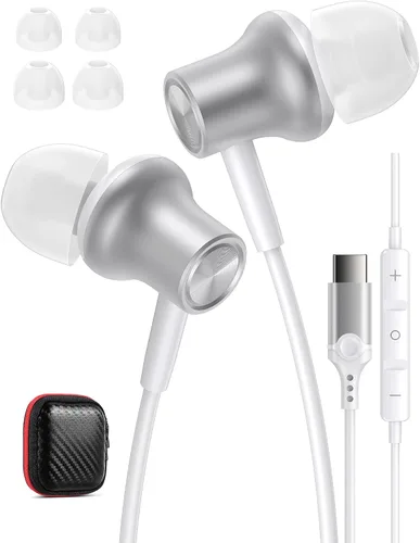 Vista 10 de Auriculares USB C con cable para Apple, auriculares suaves para iPhone 17 17e Air 16 16e 15 para iPad Pro para Samsung/Android para Galaxy S26 S25