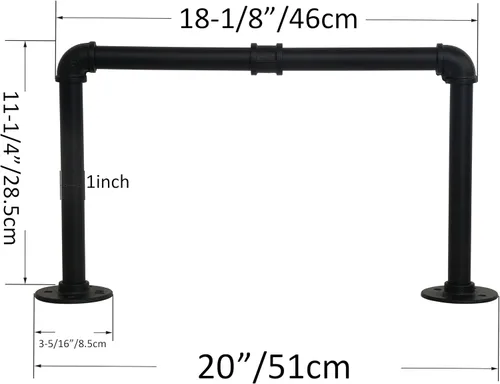 Vista 3 de WEBI Perchero de Ropa Montado en la Pared, Perchero de Tubo Industrial de 20 Pulgadas para Colgar, Barra de Ropa de Hierro Resistente, Varilla