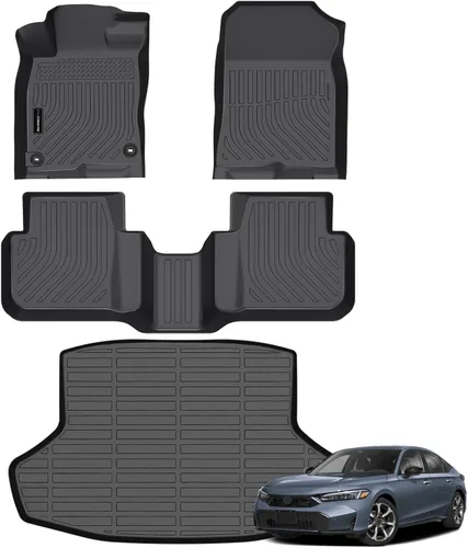 Vista 38 de Auxko Alfombrillas para todo tipo de clima, tapete de carga con respaldo para Honda Pilot 8 pasajeros 2016-2022, forros de elastómero termoplástico