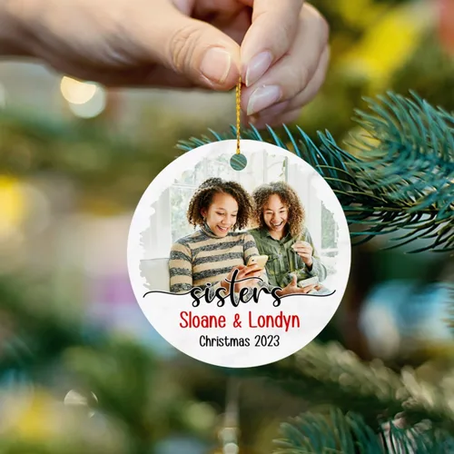 Vista 5 de Marco de fotos, adorno de Navidad 2024, regalo para hermanas, mejores amigas, mejores amigas, almas gemelas, adorno de Navidad, adorno de Navidad