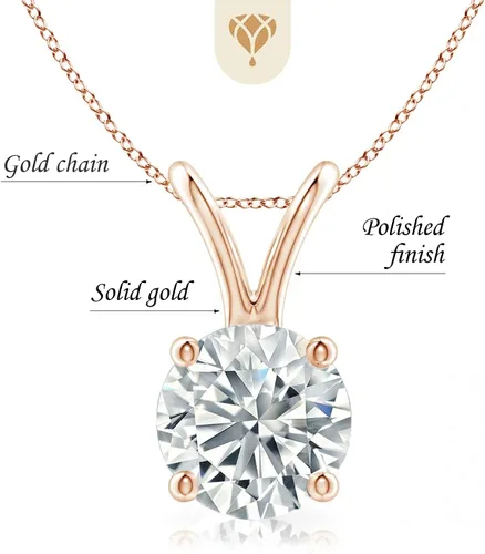 Vista 2 de The Diamond Deal .25-1.00 Carat Round Shape Brilliant Solitaire Lab-Grown Diamond Solitaire Pendant Necklace For Women Girls infants 14k Yellow or