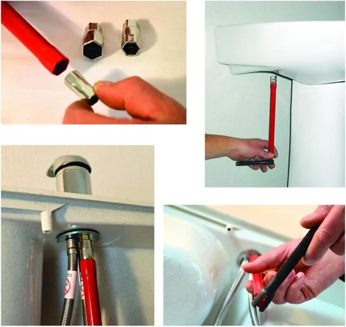 Vista 3 de Juego de llave de tubo de 8-13mm para fontanero, tuerca trasera, herramienta de instalación de grifo para baño