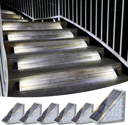 Vista 11 de VOLISUN Paquete de 6 luces solares para escaleras, 7 colores fijos, luces solares para escalones al aire libre, impermeables, IP67, luz LED