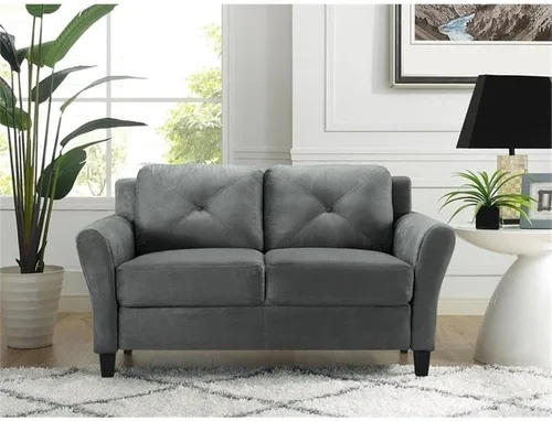 Vista 2 de Hawthorne Collections Sofá biplaza de tapicería duradera de microfibra de fácil montaje de transición en gris oscuro