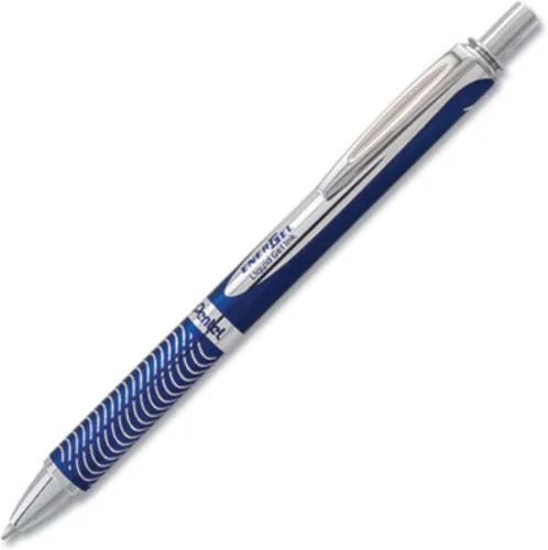 Vista 2 de PENTEL EnerGel Alloy RT BL407CA lapicero retráctil de gel con tinta líquida, 7/10 mm, barril azul, tinta negra