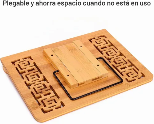 Vista 7 de MEGREZ Soporte de libro para lectura (13.2 x 9.4 pulgadas) Soporte de bambú para libros de cocina para cocina, soporte ajustable para tableta/libro